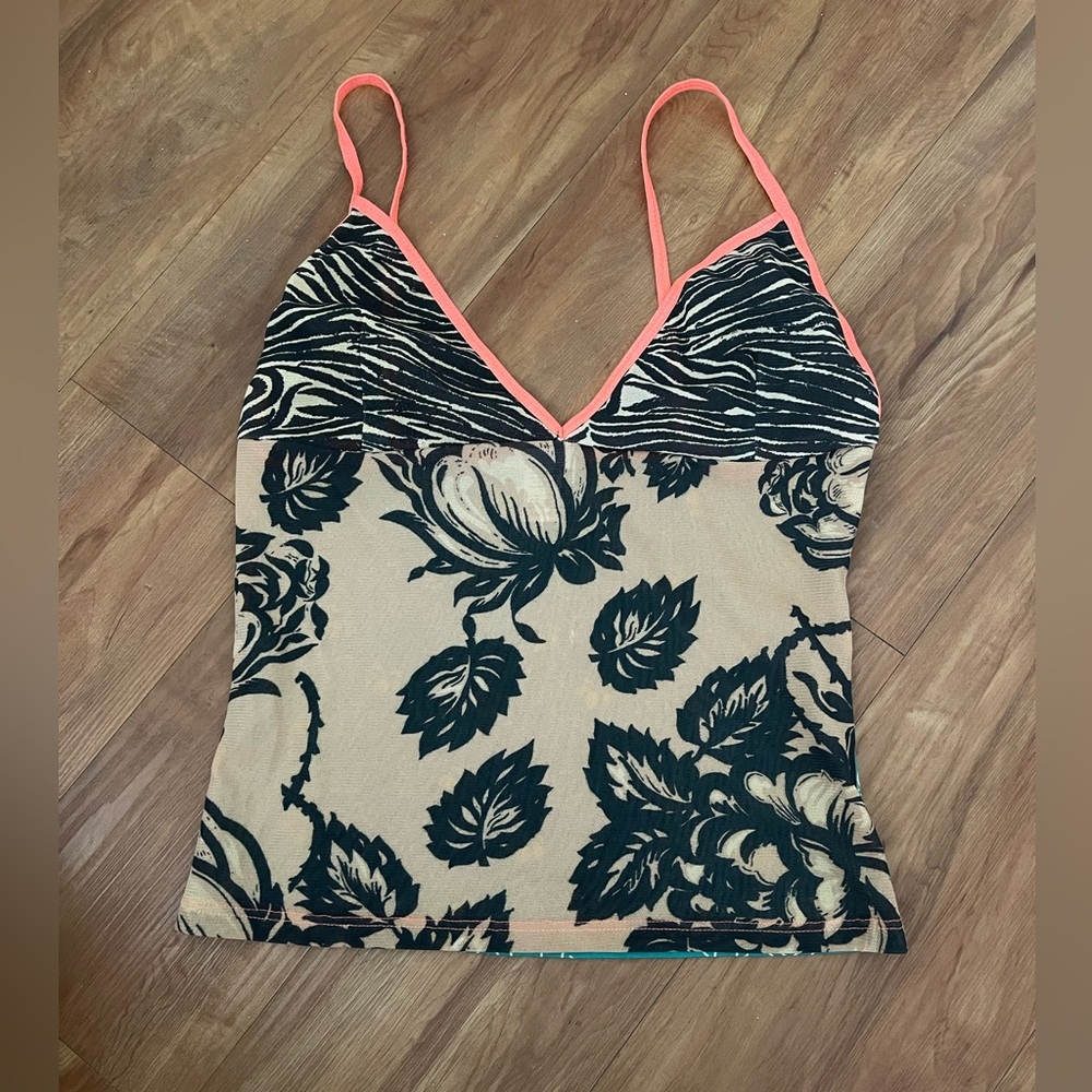 Y2K Vintage Calme Mixed Polyester Fabric Tank Top Large